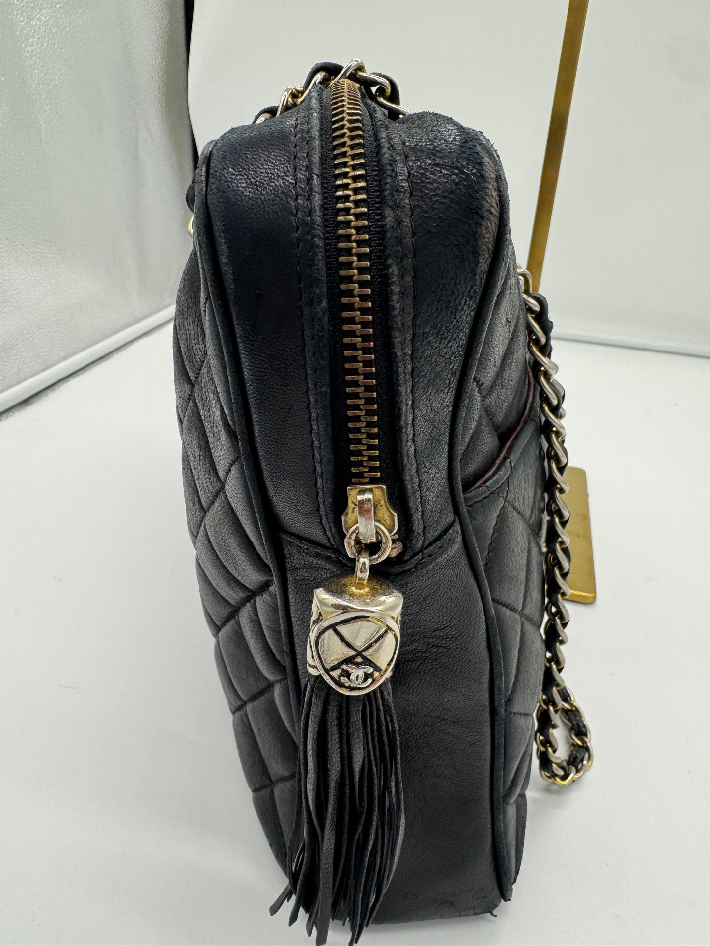 Chanel Shopper Vintage schwarz Glattleder