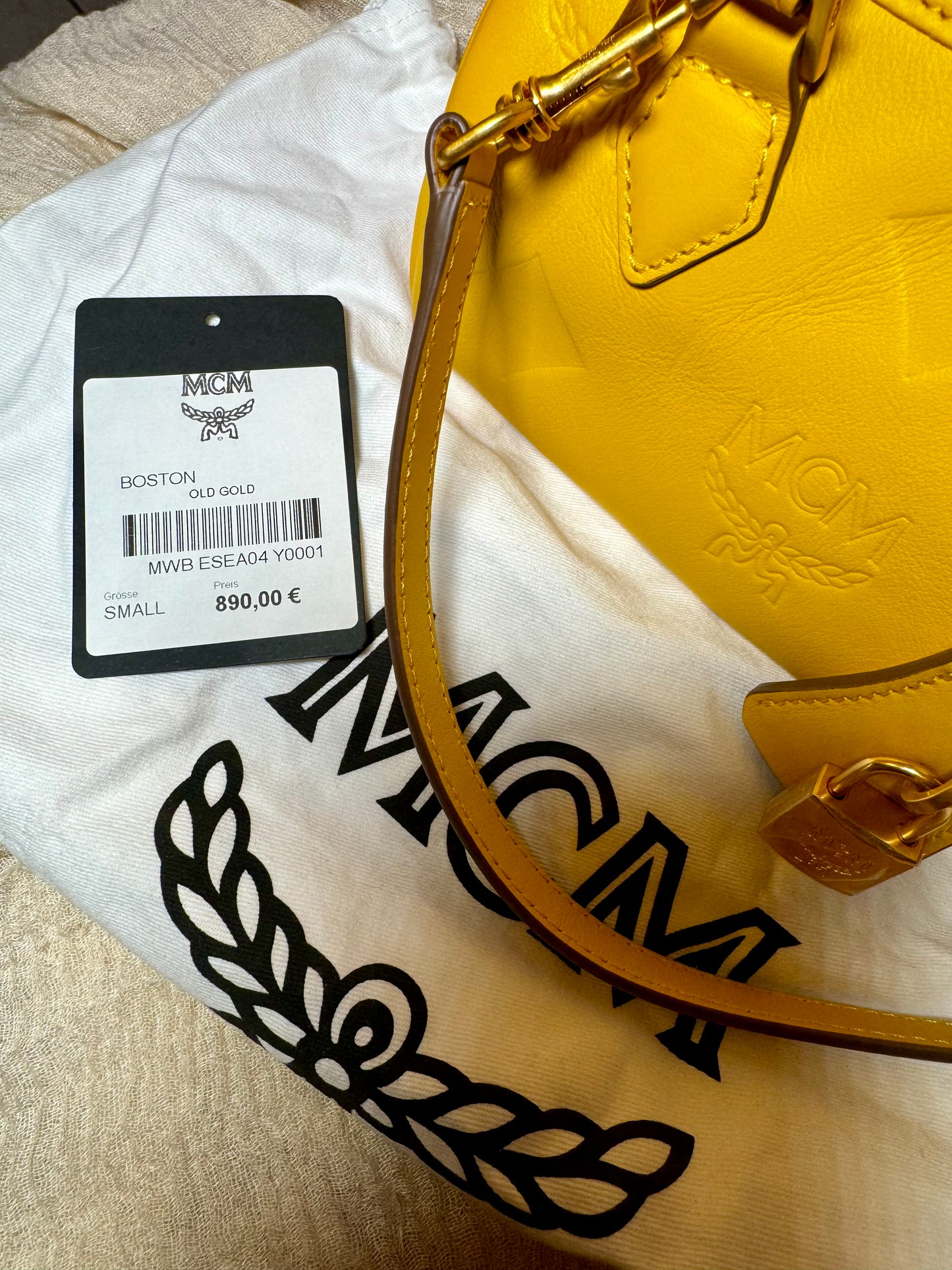 MCM Boston Bag Ella Small Gold