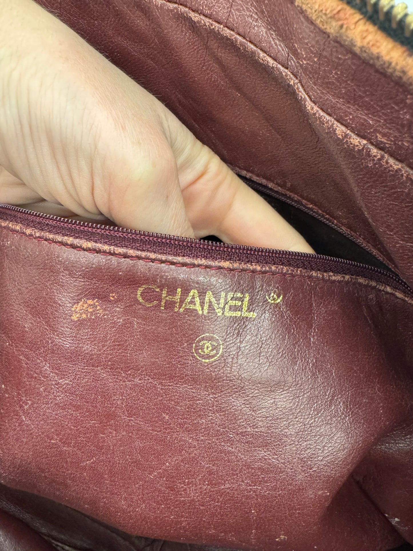 Chanel Shopper Vintage schwarz Glattleder