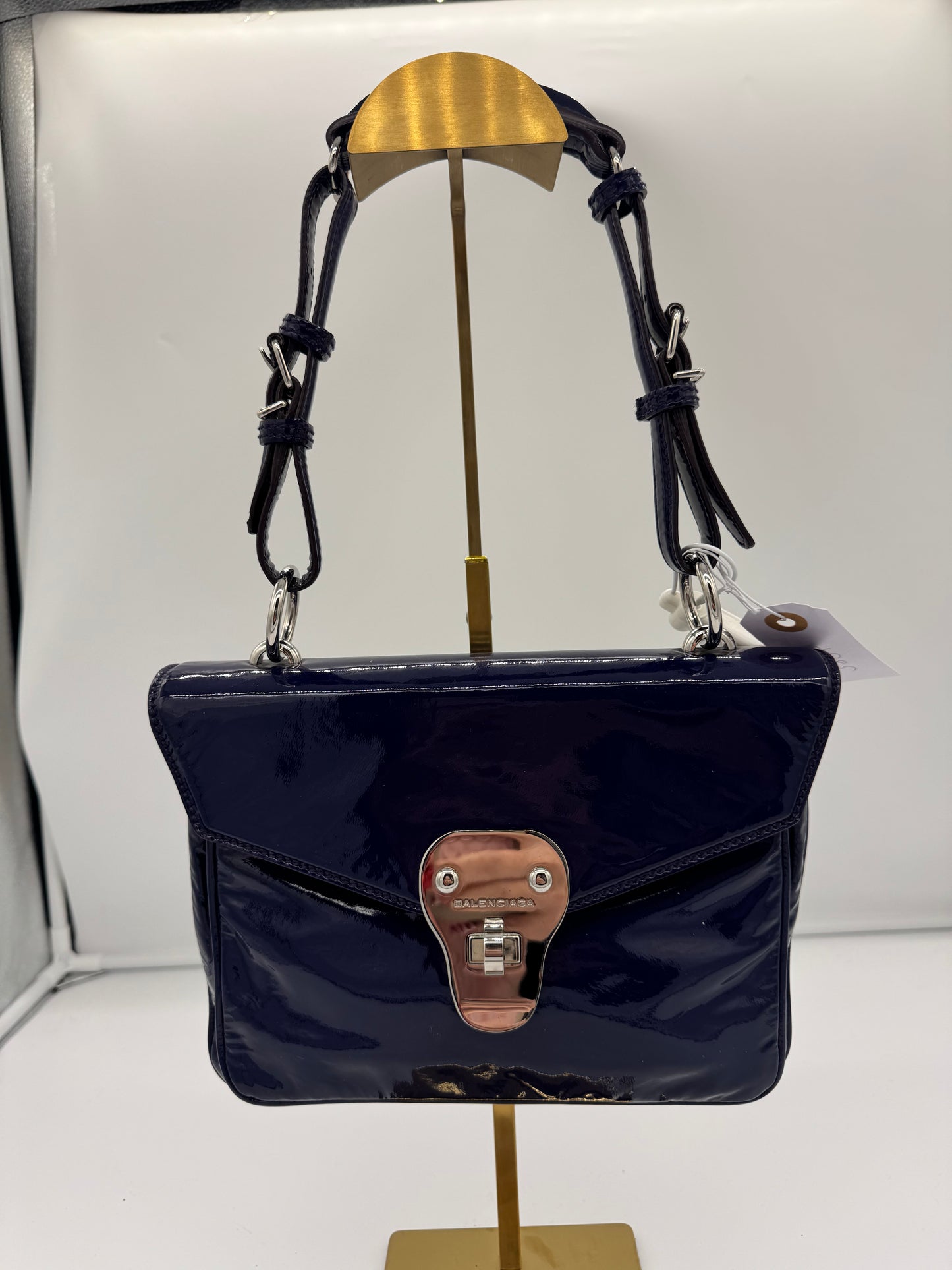 Balenciaga Lackledertasche Blau