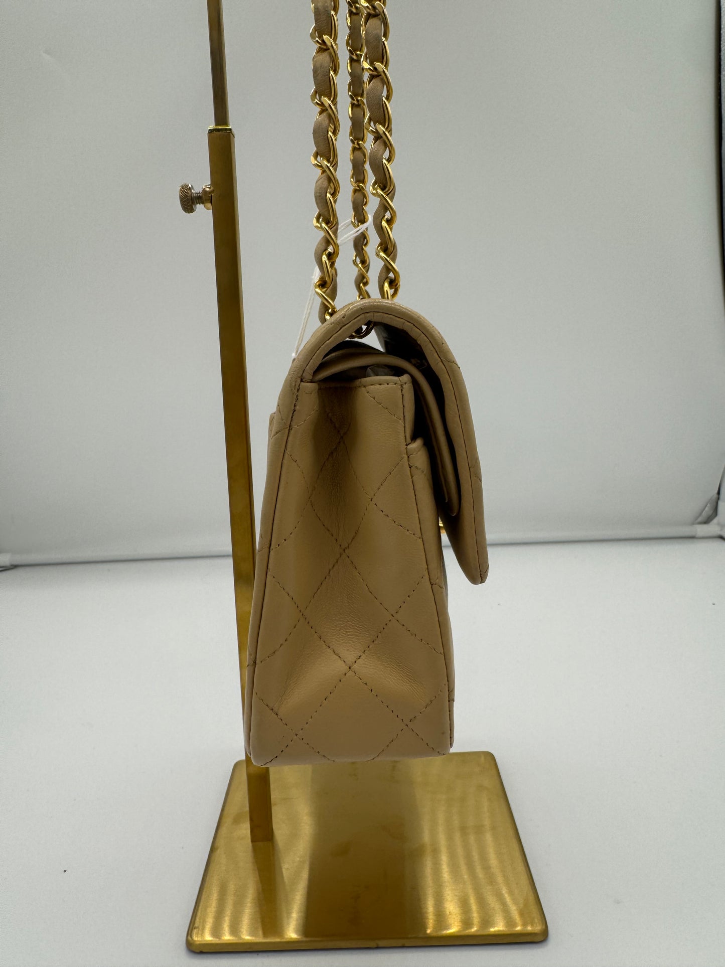 Chanel Double Flap Bag Beige Small Vintage Echtvergoldung