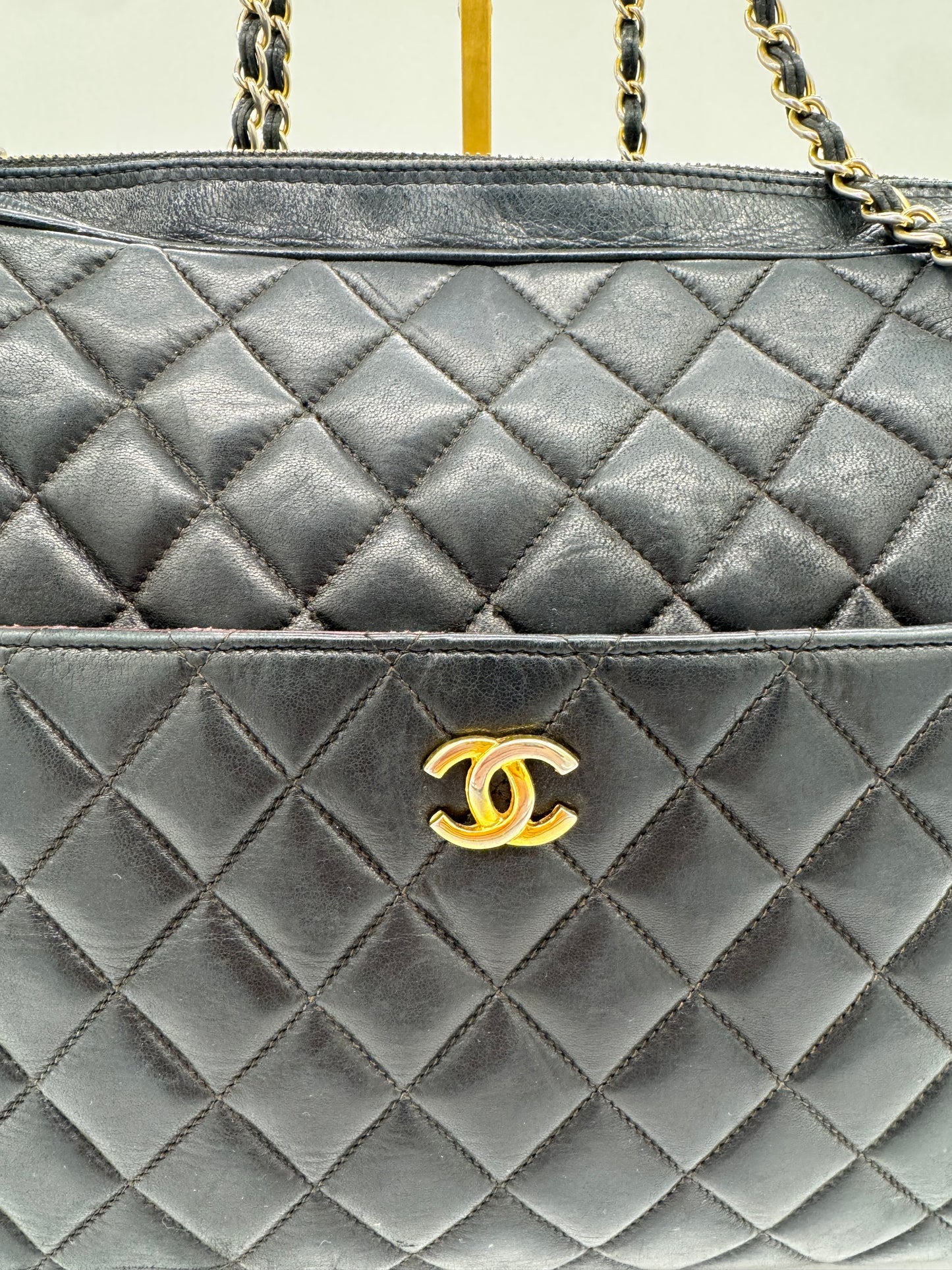 Chanel Shopper Vintage schwarz Glattleder