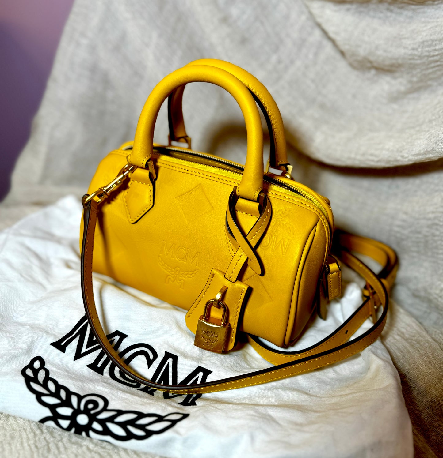 MCM Boston Bag Ella Small Gold