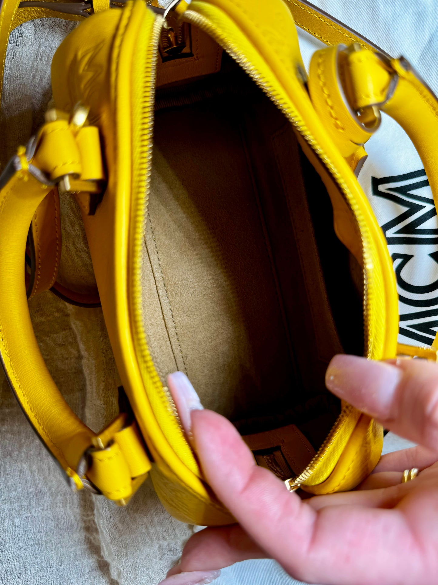 MCM Boston Bag Ella Small Gold