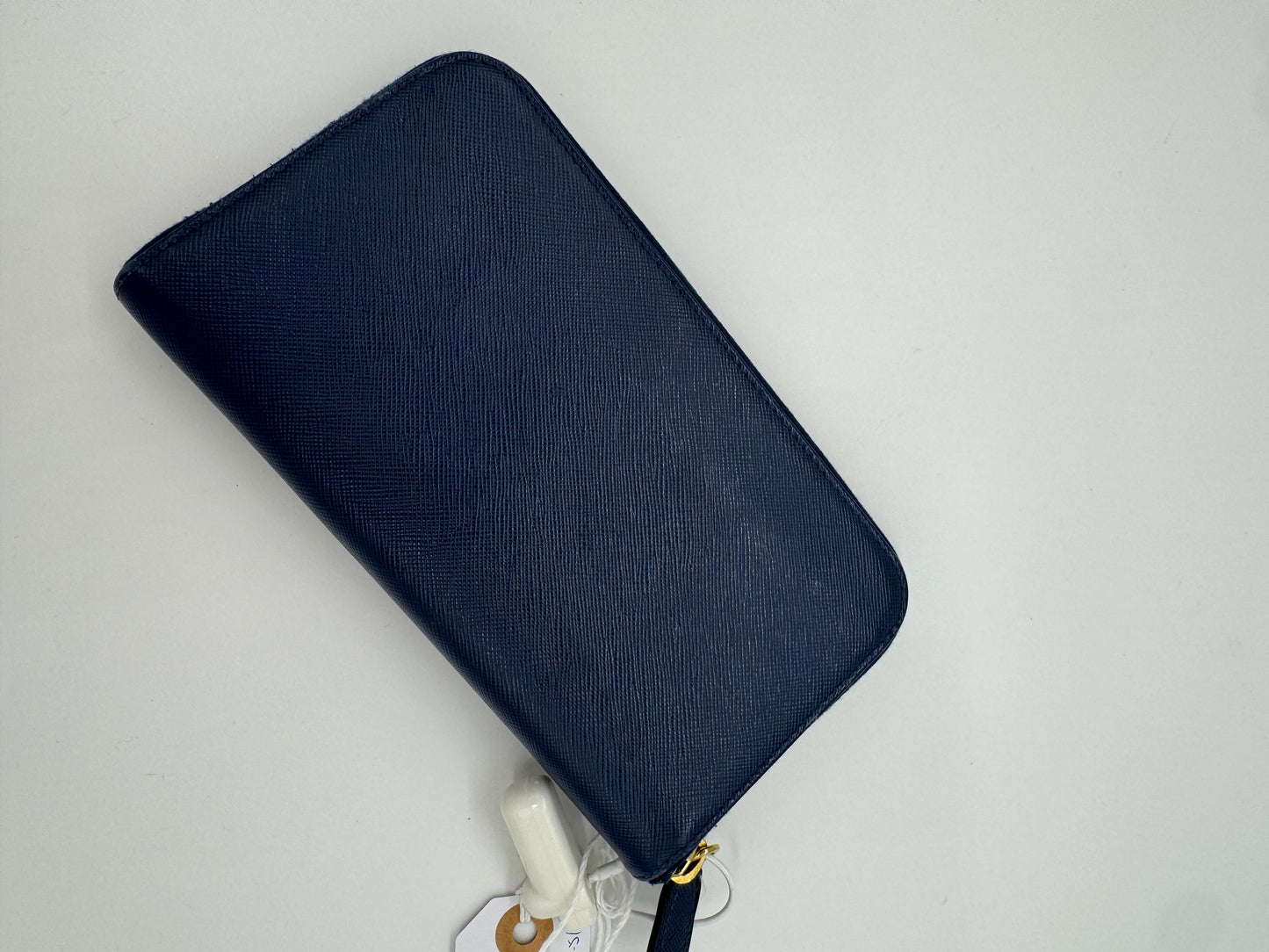 Prada Saffiano Long Wallet Blau/ Rot