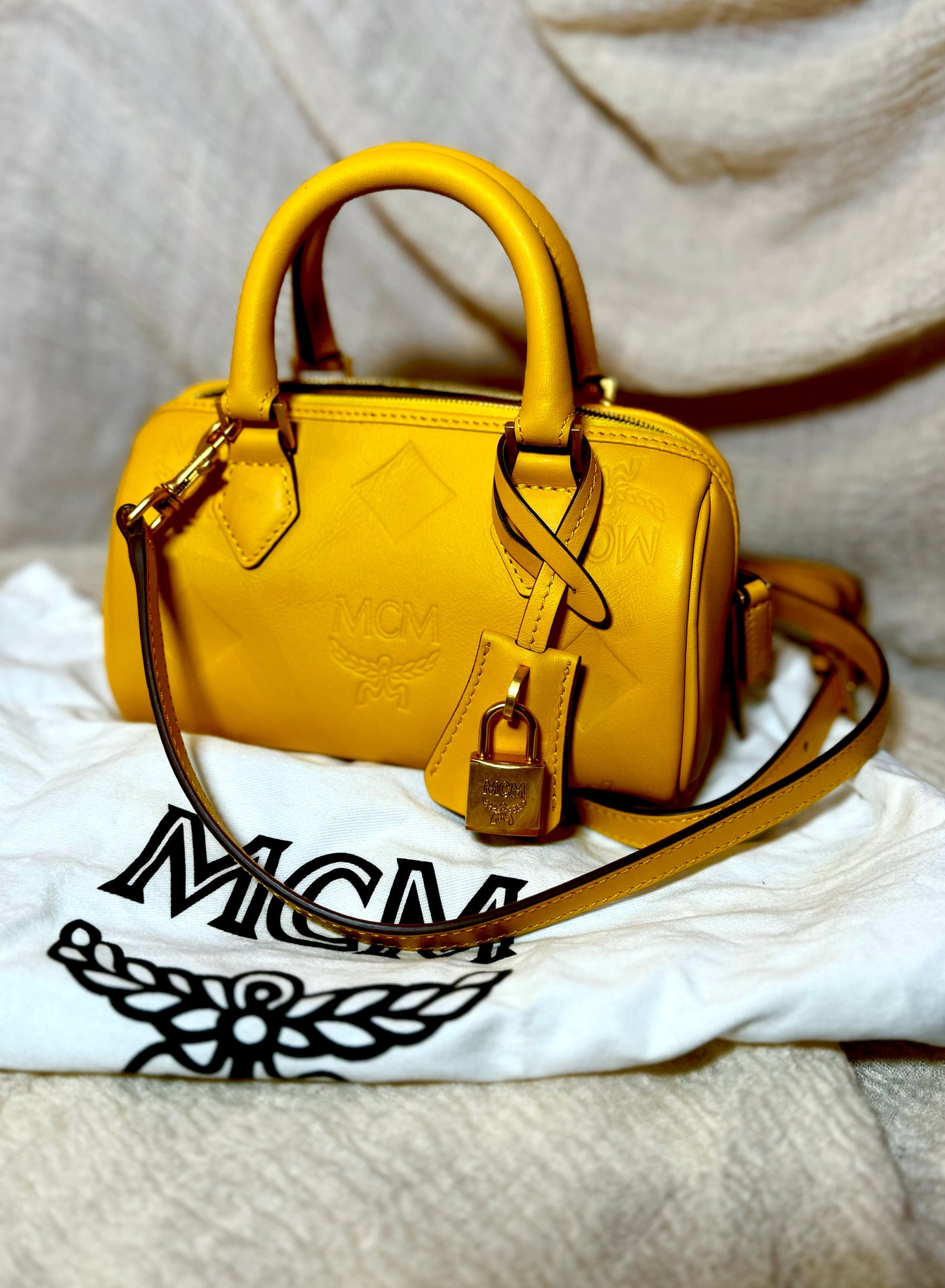 MCM Boston Bag Ella Small Gold