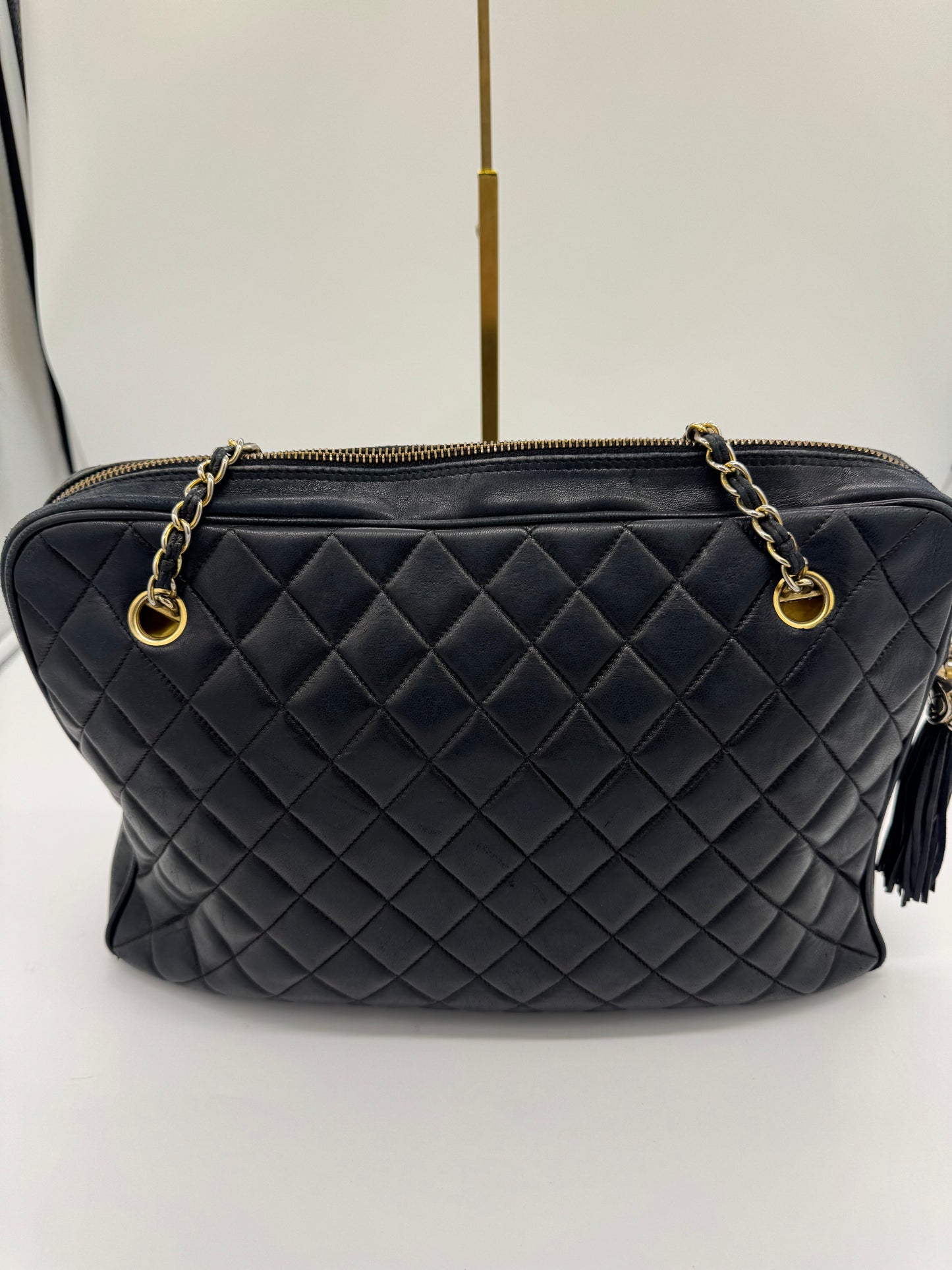 Chanel Shopper Vintage schwarz Glattleder