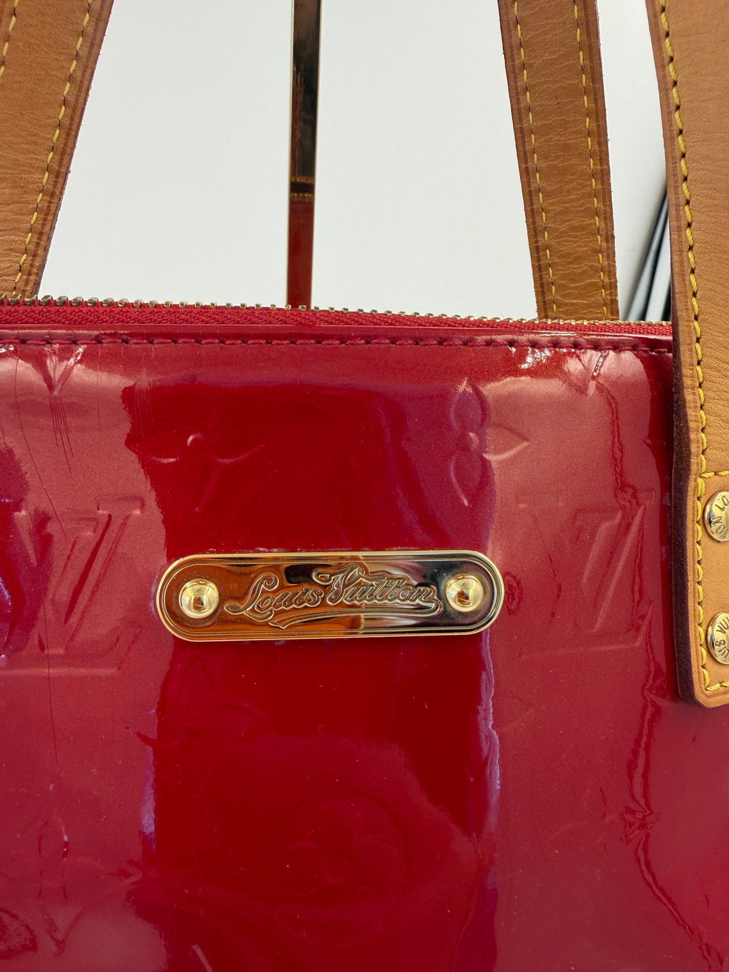 Louis Vuitton Monogram Vernis Bellevue PM Handtasche Rot