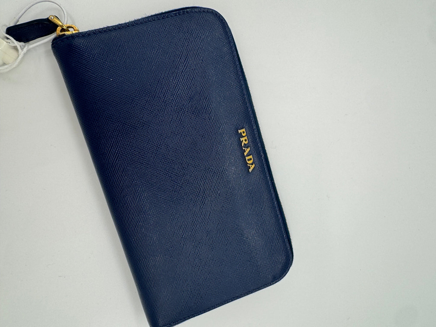 Prada Saffiano Long Wallet Blau/ Rot