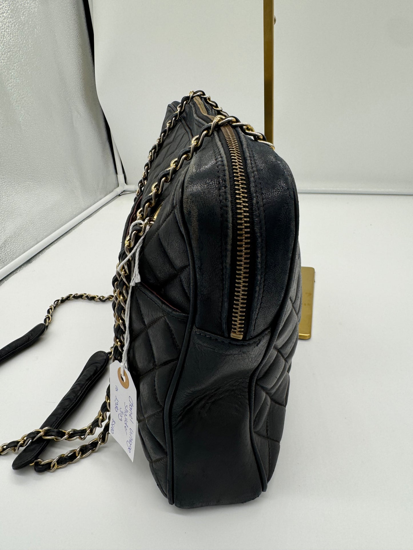 Chanel Shopper Vintage schwarz Glattleder